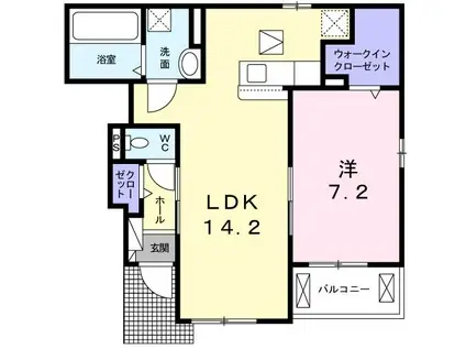 スカイノート・ウエスト(1LDK/1階)の間取り写真