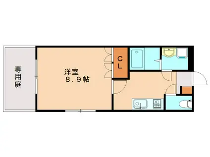 シャピール前原(1K/1階)の間取り写真