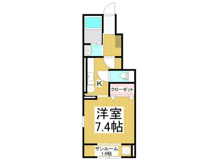 T-アルバI(1K/1階)の間取り写真