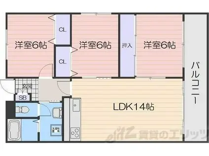 フローラ穂積台(3LDK/5階)の間取り写真