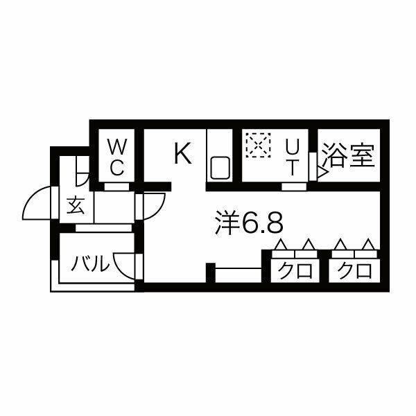 寺地町東ジーイー・サンク(1K/1階)の間取り写真
