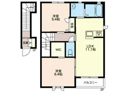 ル ヴァン(2LDK/2階)の間取り写真