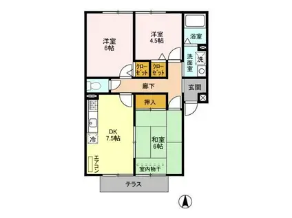 パセオみずほ台(3DK/1階)の間取り写真