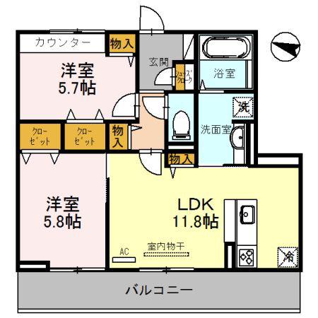 シャルマンコート アン(2LDK/3階)の間取り写真