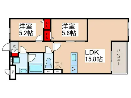THEIOS SON(2LDK/1階)の間取り写真