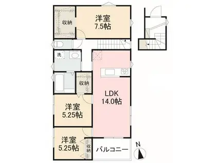 グリーンスカイレインボー(3LDK/2階)の間取り写真