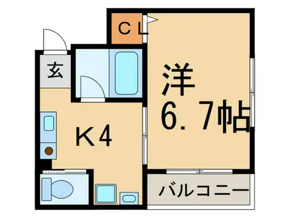 メゾンドクレイン(1K/2階)の間取り写真