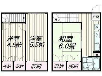 ル・カトレアII(3K/2階)の間取り写真