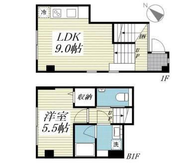 サリースマイル参番館(1LDK/B1階)の間取り写真