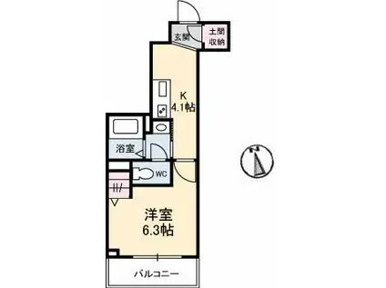 メゾン・ド・カメリア(1K/2階)の間取り写真