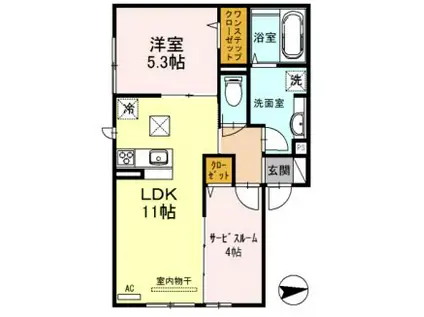 セジュール塚口町Ⅳ(1SLDK/1階)の間取り写真