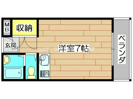 光栄ハイツ古曽部(ワンルーム/2階)の間取り写真