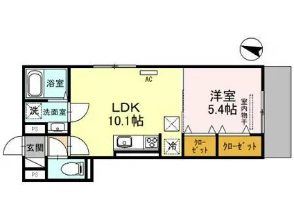 LAUREUS KUGA(1LDK/2階)の間取り写真