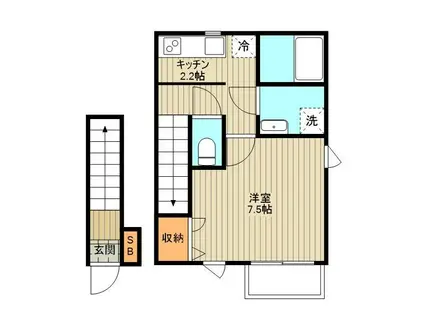 CLARUS 2ND(1K/2階)の間取り写真