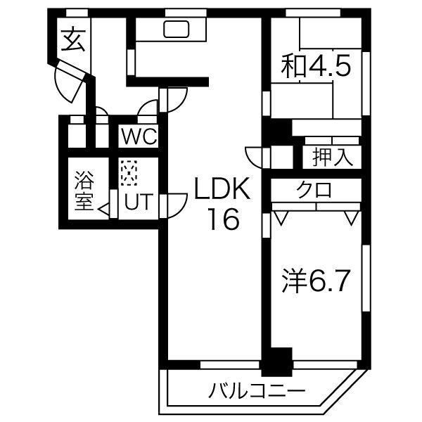 アビタマルフク(2LDK/3階)の間取り写真