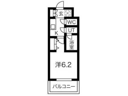 スプランディッド難波(1K/14階)の間取り写真