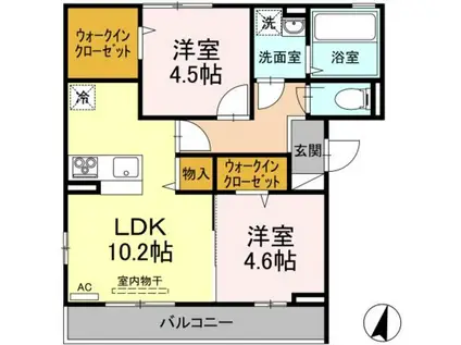 アルテール新和 A棟(2LDK/2階)の間取り写真