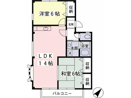 コンフォートガーデンA(2LDK/1階)の間取り写真