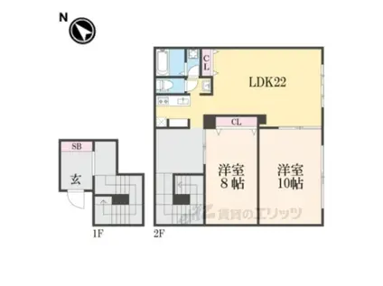 R-GRANTS西賀茂(2LDK/5階)の間取り写真