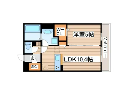 D-ROOMあすと長町III(1LDK/1階)の間取り写真