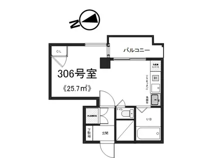 ヒルトップ青葉台(1K/3階)の間取り写真