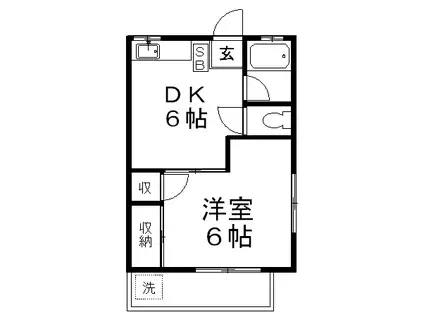 ドエルケヤキ(1K/1階)の間取り写真