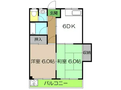 マンションみち(2DK/3階)の間取り写真