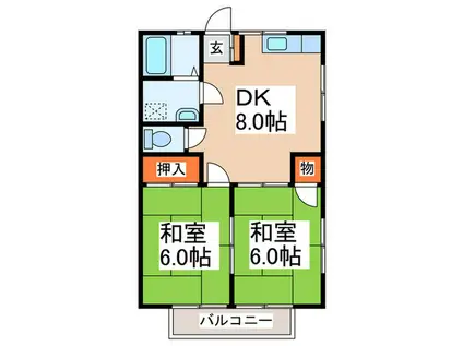 カスティリオ(2DK/2階)の間取り写真