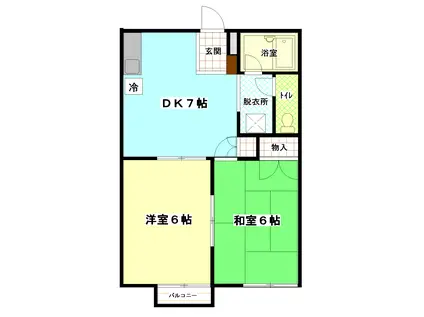 ベルシオンTAKI(2DK/1階)の間取り写真