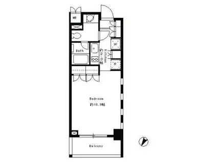 パークキューブ目黒タワー(1K/2階)の間取り写真