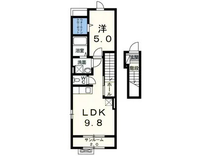 メゾントゥールヌソル(1LDK/2階)の間取り写真