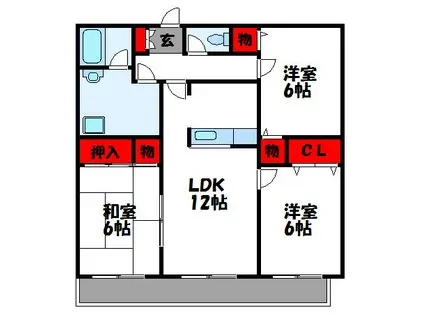 ヴァン・ヌーヴ(3LDK/6階)の間取り写真
