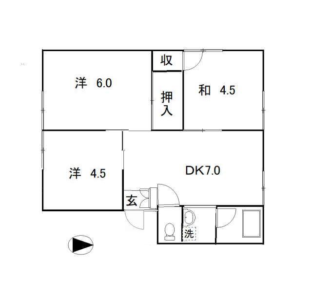 MKハイツA棟(3DK/1階)の間取り写真