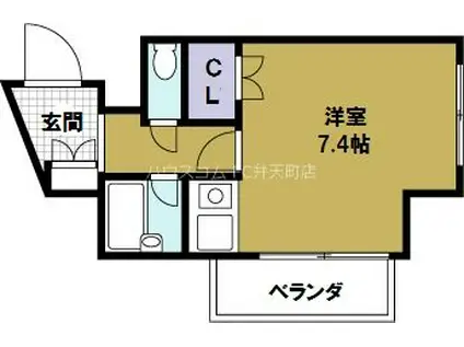 アーバンモール弁天町(1K/3階)の間取り写真
