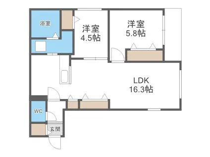 ルミエールコトニ(2LDK/3階)の間取り写真