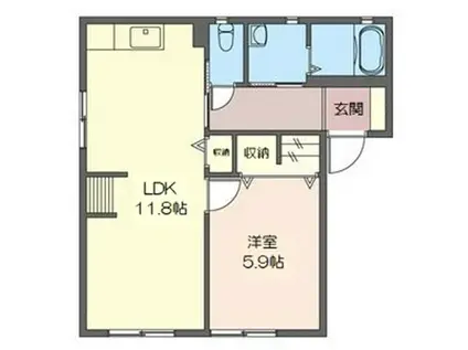 プリマヴェーラ(1LDK/1階)の間取り写真