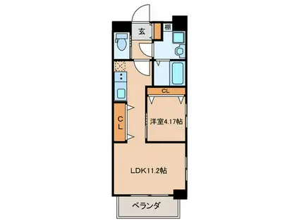 エルザグランツ黄金(1LDK/2階)の間取り写真