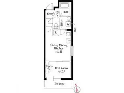 CASA PIAZZA 二子玉川(1LDK/2階)の間取り写真