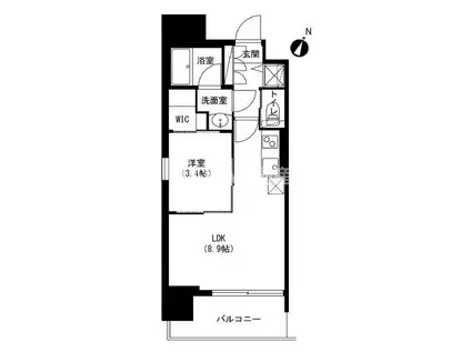 アーバネックス京橋プライマリーワン(1DK/9階)の間取り写真
