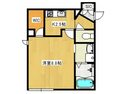 ラス・パルマス浜七條(1K/1階)の間取り写真