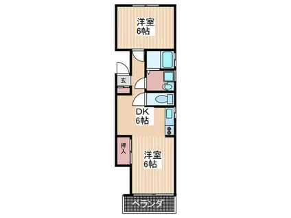 三上ビル(2DK/3階)の間取り写真