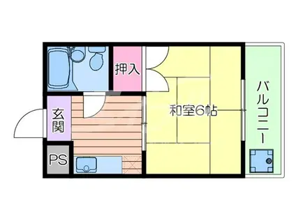 バンブーハイツ(1K/2階)の間取り写真