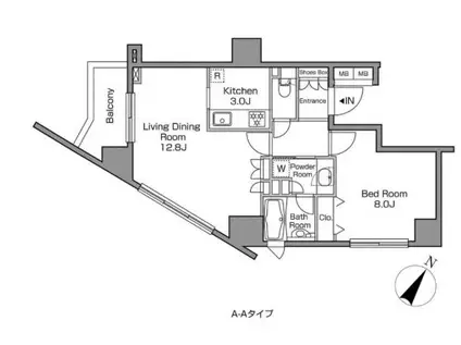 レジディアタワー中目黒(1LDK/11階)の間取り写真