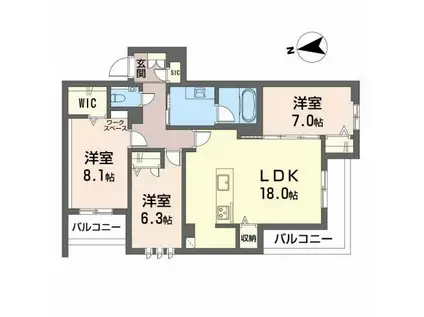 ネクスジェン マサ(3LDK/3階)の間取り写真