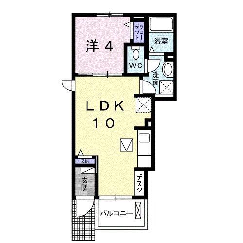 レジデンススプリング(1LDK/1階)の間取り写真