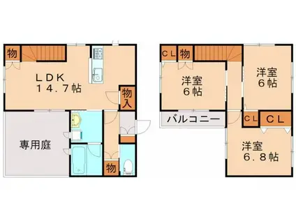 T-BA天道(3LDK/1階)の間取り写真