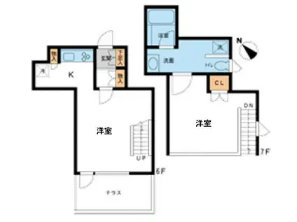 FLEG赤坂(1DK/6階)の間取り写真