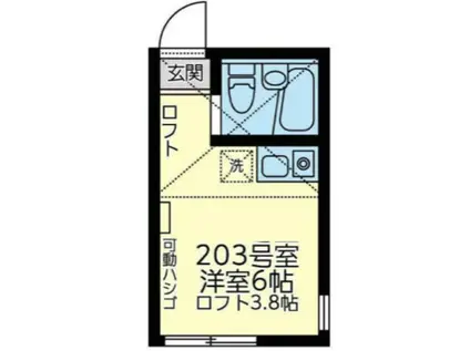 ユナイト矢向レイアール(ワンルーム/2階)の間取り写真