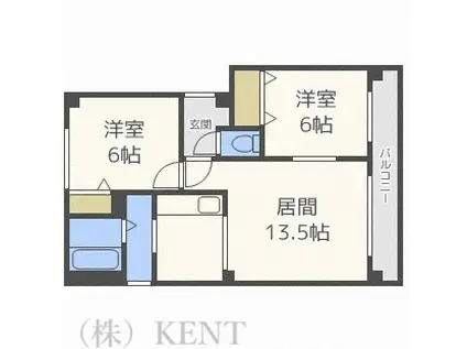 サンライズ八軒II(2LDK/3階)の間取り写真