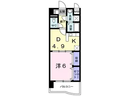 レルべ保田窪(1DK/1階)の間取り写真